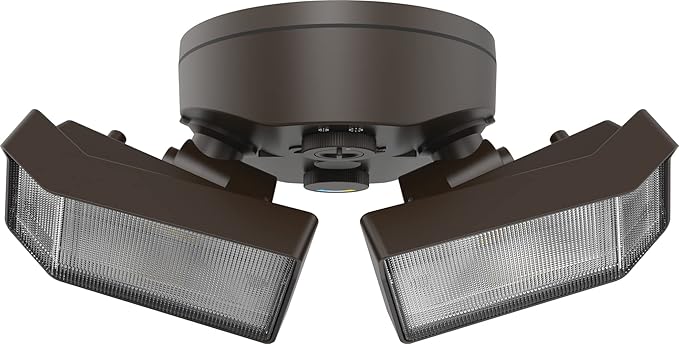 Lithonia Lighting HomeGuard 2-Light Outdoor Flood Lights, Dusk to Dawn Sensor, Adjustable Lumens, Selectable Color, Square Heads, Dark Bronze (HGX LED 2SH ALO SWW2 120 PE DDB)