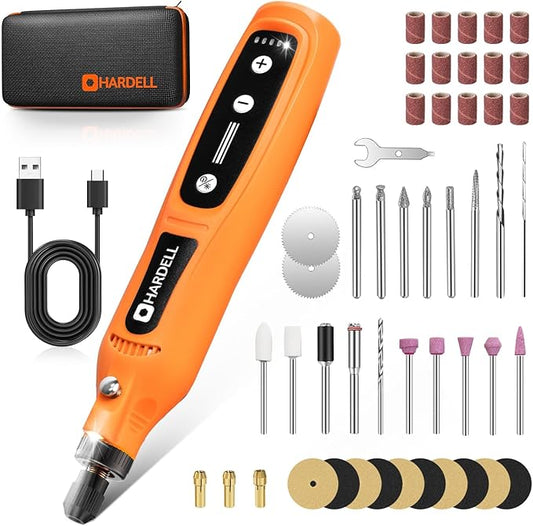 HARDELL 4V Cordless Rotary Tool, 5-Speeds Rotary Tool Kit with 2000mAh Rechargeable Battery, 69pcs Multi-Purpose Accessories for Engraving, Drilling, Sanding, Polishing, Small DIY Crafting