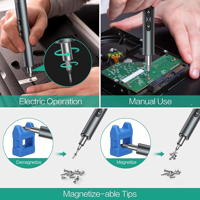 ORIA Electric Screwdriver, 28 in 1 Mini Precision Screwdriver Set, Rechargeable Repair Tools Kit, with Type-C Charging for Smartphones,Toys, PC