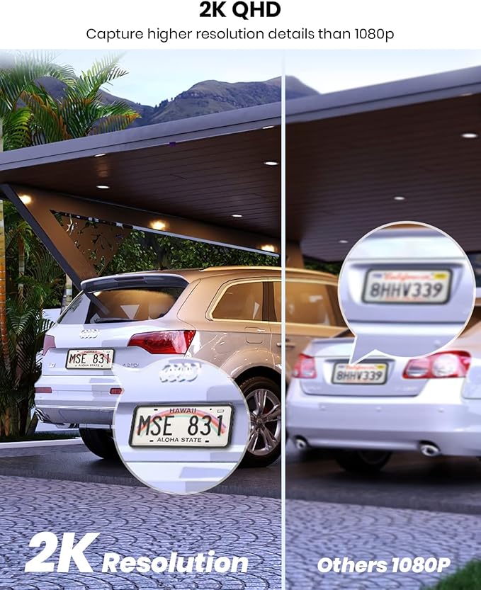 AOSU 2K QHD Security Camera Outdoor with Color Night Vision, Wired Home Security Camera Supports 24/7 Recording, Auto Tracking, Voice Changer, 2 Way Audio, 2.4/5 GHz WiFi, Works with Alexa/Google