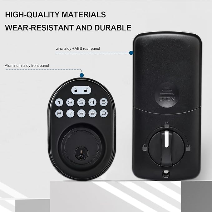 Security Smart Lock C30：Keyless Entry WiFi Deadbolt for Front Door, No Hub Needed! Auto-Lock, App Control, Easy Install- Black