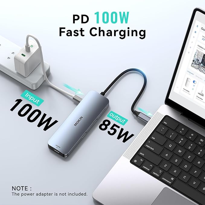 USB C Video Docking Station Dual Monitor, USB C Dongle, Laptop Docking Station with 4K HDMI, 3 USB 3.0,SD Card Reader,100W PD Charging USBC Hub Multiport Adapter, Laptop Dock for HP/Dell/ASUS