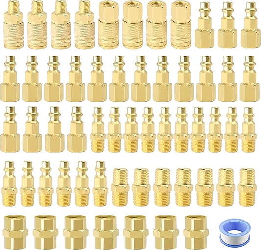 Air Coupler & Plug Kit,55 Pcs 1/4" NPT Air Tool Fittings Set,Quick Connect Air Hose Fittings Air Compressor Accessories