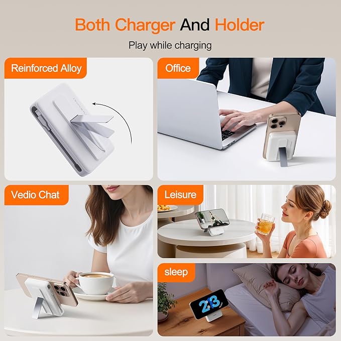 2025 Latest Portable Charger, 16800mAh Magnetic 15W Wireless Power Bank with 2 Built in Cables, LED Display Battery Pack Travel Essentials for iPhone 17/16/15/14/13/12/Pro/Mini/Pro Max