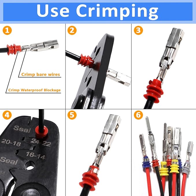 Connector Pins Kit Terminal Pin Automotive Car Electrical 1/1.5/1.8/2.2/2.3/2.5/2.8/3.5mm Male&Female Wire Seals Removal Tool kit Motorcycle ATV Wire Non-Insulated Plug Crimp Tools Set