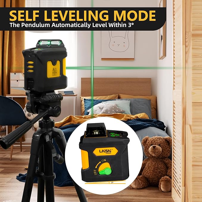 360 ° laser level, 150FT self leveling crosshair laser - used for homes and buildings, orange self leveling crosshair laser, L-shaped bracket, 4 AA batteries included
