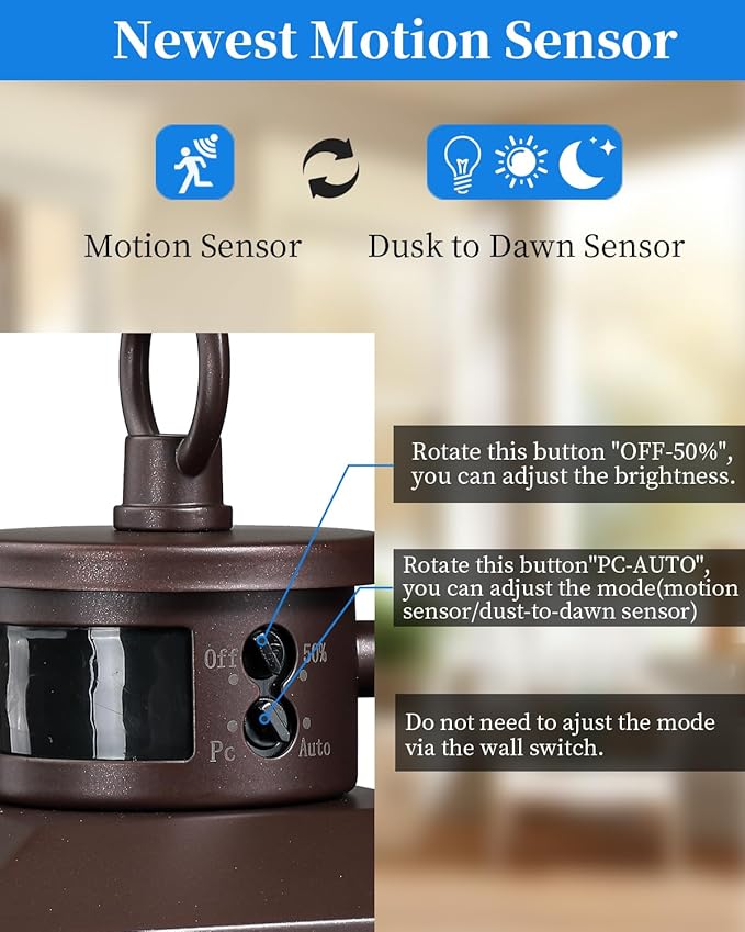 17'' Motion Sensor Outdoor Lights Wall Mount, Dusk to Dawn Exterior Light Fixture, Waterproof Anti-Rust Porch Light Outside Wall Lights for House, Brown Wall Sconce Lanterns with Clear Glass, 2 Pack