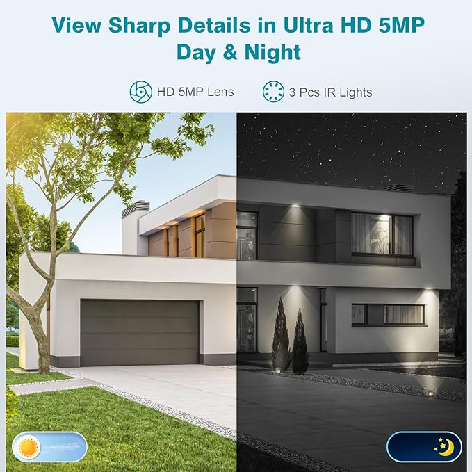 10CH Expandable Wireless Security Camera System with 10.1" Monitor 4pcs 5MP Indoor Outdoor Camera 1-Way Audio Night Vision Motion Detection Home Business CCTV Surveillance 1TB HDD