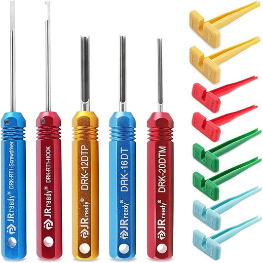JRready ST5236 Deutsch Pin Extractor Tool for 16#12#20# Solid/Stamped Contacts 10-22 AWG, Terminal Removal Tool Kit with Steel DRK-RT1 for Deutsch DT,DTM,DTP Series Connector 13PCS