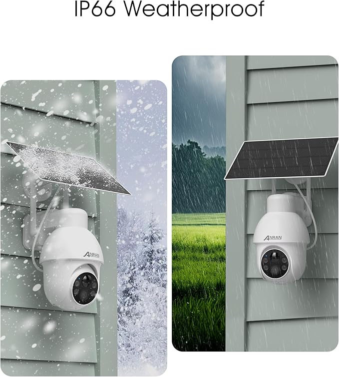 ANRAN 4K Ultra HD [2025 Upgraded Chipset] 4K Outdoor Security Camera, Adjustable BC Solar Panel, 360° PTZ, Color Night Vision, IP67 Waterproof, No Monthly Fee, Wireless 2.4G WiFi Camera for Home