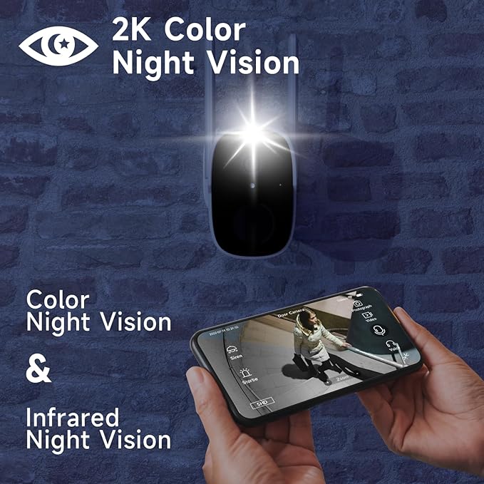 3PC Solar Security Cameras Wireless Outdoor, 2K Battery Powered Camera for Home, WiFi Security Cameras with Color Night Vision, IP66, 2-Way Audio, 120°FOV, AI Motion Detection, Works/Alexa, Cloud/SD