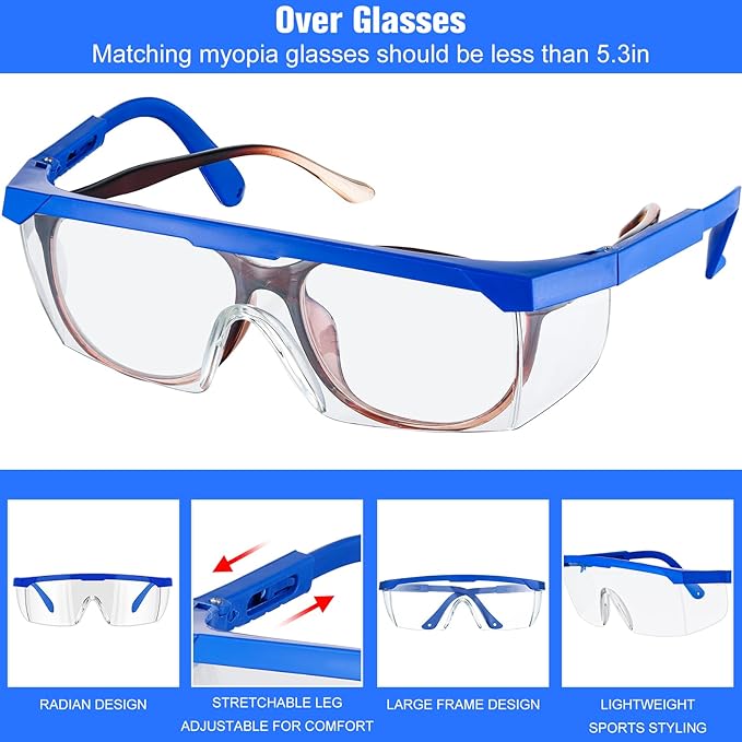 64 Pairs Safety Goggles Bulk Lab Goggles for Science Class over Glasses Eye Protection Glasses for Men Women Kids(Blue)