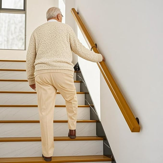 5FT Wooden Stair Railing Indoor, Wall Railings for Stairs, Hand Rails for Indoor Stairs, Non-Slip Stair Handrail for Home Garden Corridor Lofts Kindergarten Guardrail(2 Sections, 2 x 2.5FT)