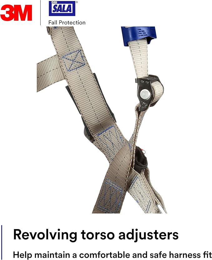 3M DBI-SALA ExoFit X100 Comfort Vest Safety Harness Fall Protection, OSHA, ANSI, General Purpose, 1 D-Ring, Tongue Buckle Leg Strap, Pass-through Chest Buckle, Zinc Plated Steel, 1401000, Small