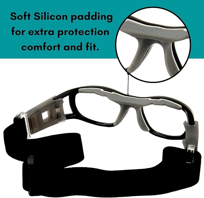 BLUE CUT Safety Basketball Goggles For Kids for Outdoor Sports Activities Anti Fog Replaceable to Prescription Lenses