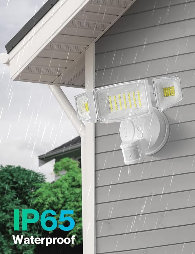 iMaihom 50W Motion Sensor Outdoor Lights, 5000LM Hardwired Motion Sensor Flood Light, Dusk to Dawn Outdoor Lighting, 6500K LED Security Light, IP65 Waterproof Motion Detector Lights for Outside, White