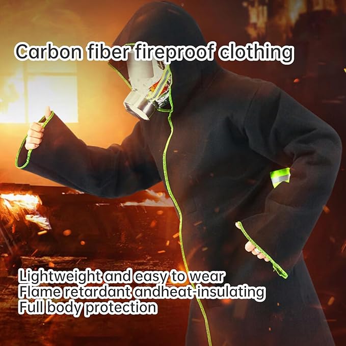 Fire Escape Blanket, Emergency fire Proof Suit, Large Size for Adult, 1832°F Heat Protection, Emergency Fire Blanket, fire Resistant Suit, Reflective Stripes, Lightweight 1.15 lbs