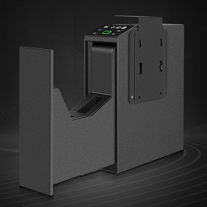Biometric Slider Handgun Gun Safe with LCD Screen of Temp Humidity Time for Nightstand, Desk, Bed Side, Wall, Truck