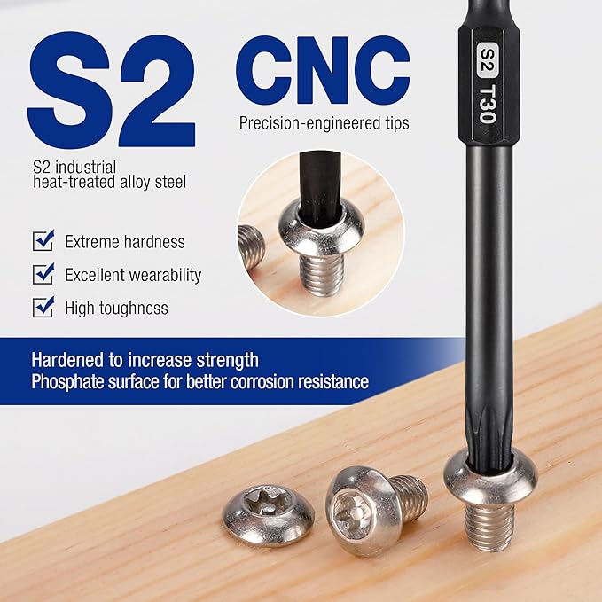 WORKPRO 10pcs Security Torx Bit Set, CNC Machined S2 Steel Star Bit Set, 2.3" Long Tamper Proof Torx Screwdriver bit with Magnetic Tips, Tamper Resistant Fastener Drive Bits with Storage Box