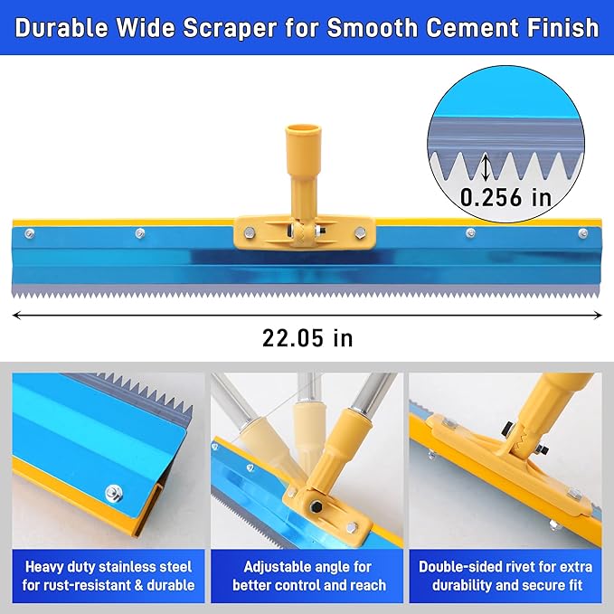 Self Leveling Cement Tool Kit- Epoxy Floor Tool Includes Spiked Roller for Self Leveling, Adjustable Poles Up to 63", Flooring Construction Painter Roller, Epoxy Spike Shoes and Self-Leveling Rake