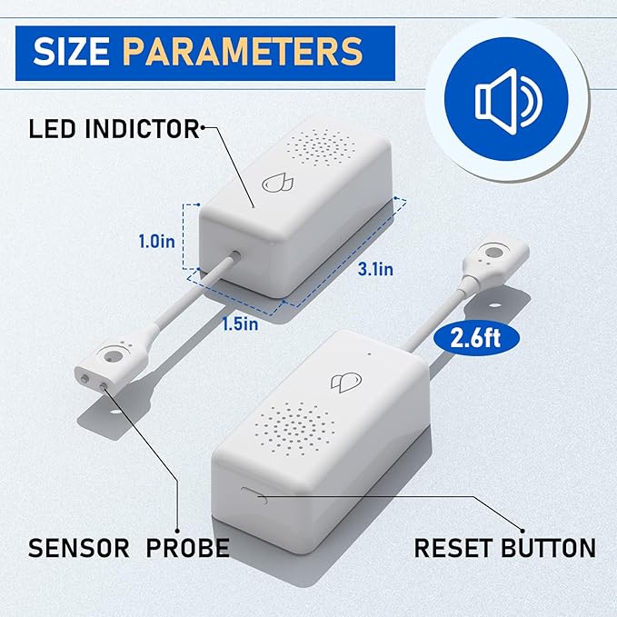 BSEED WiFi Water Leak Detector 5 Pack, Smart Water Sensor with Cable, 85dB Audio/App/SMS/Email Alarm, Rapid Leak Detection for Home, Kitchen, Bathroom, Basement, IP65 Waterproof, No Hub Required