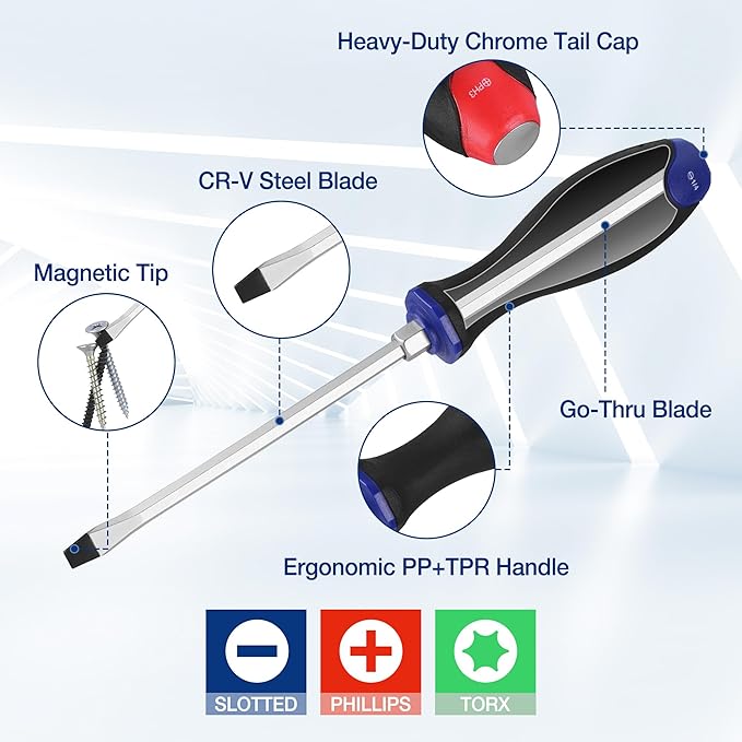 WORKPRO Magnetic Screwdriver Set 22-Piece, Screwdriver Set Kit with Wall Mount Rack, Includes Slotted, Phillips and Torx Screwdrivers, Magnetic Screwdriver with Magnetizer & Demagnetizer Tools