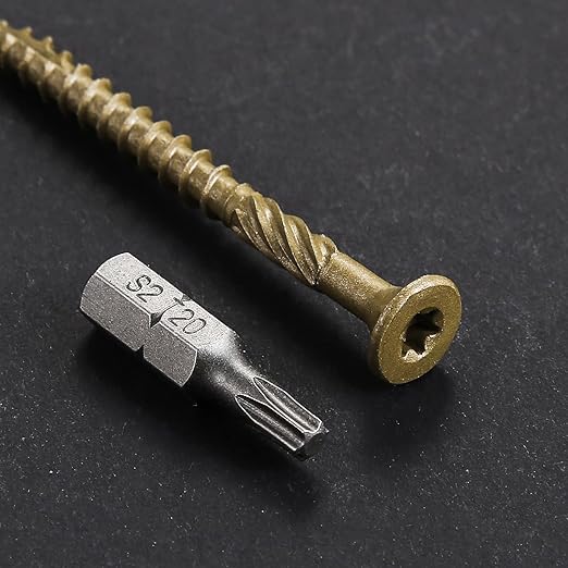 #12 * 7" Deck Screws, (22pcs) 1 lbs.Exterior Wood Screws, Rust Resistant Epoxy Coated, Bronze, T20 Star Bit