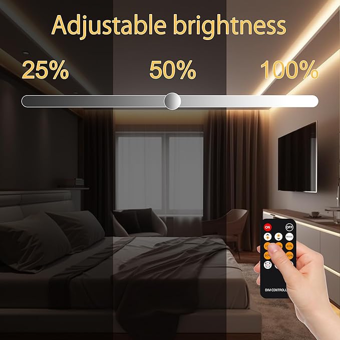 COB LED Strip Light Warm White, High Bright LED Lights with 2400LEDs, RF Remote and UL Power Supply, 2700K Dimmable LED Rope Lights for Mirror, Bedroom, Kitchen, DIY Home Decoration
