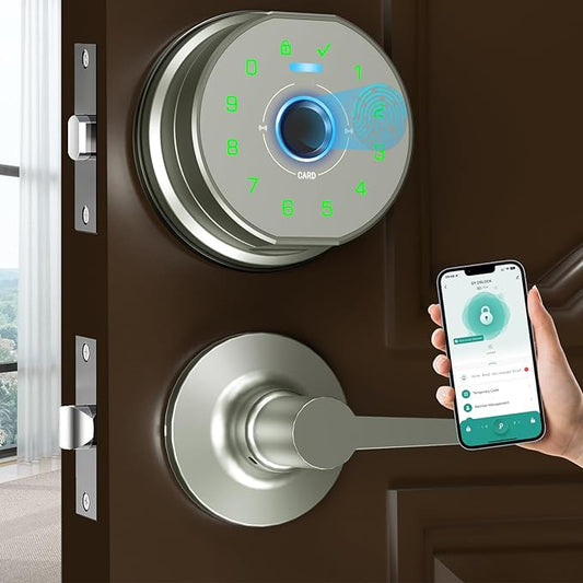 Keyless Entry Door Lock,Keypad with Code & Palm Vein Recognition Smart Deadbolt,Smart Front Electronic Deadbolt,Bluetooth Digital biometric Door Lock,Waterproof Auto Lock (K10 Silver)