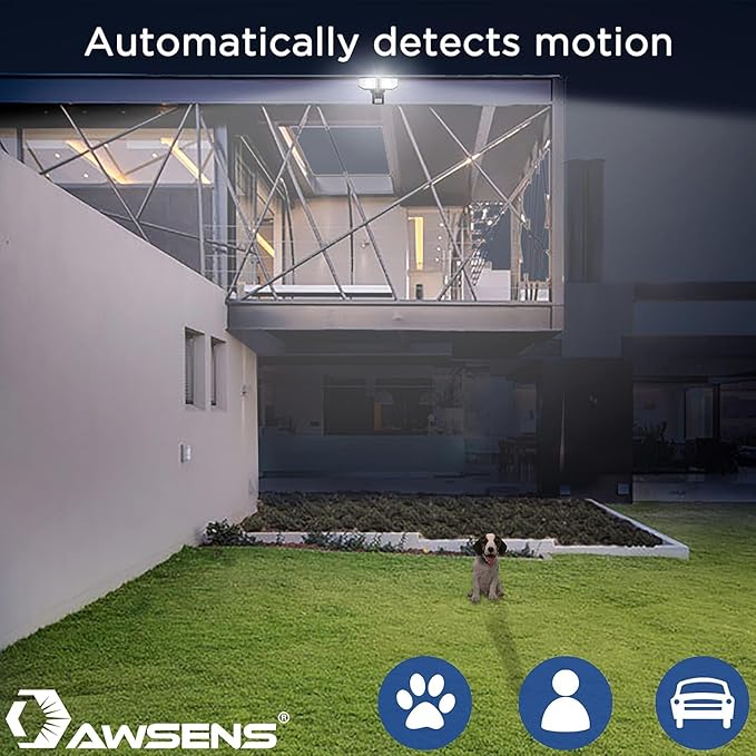 40W LED Security Lights Motion Sensor Light Outdoor, 180 Degree, 4000LM Motion Security Light, 5000 K, ETL Water Resistant, Clear 2 Head Motion Detector Flood Light for Garage, Yard 2-Pack (Black)