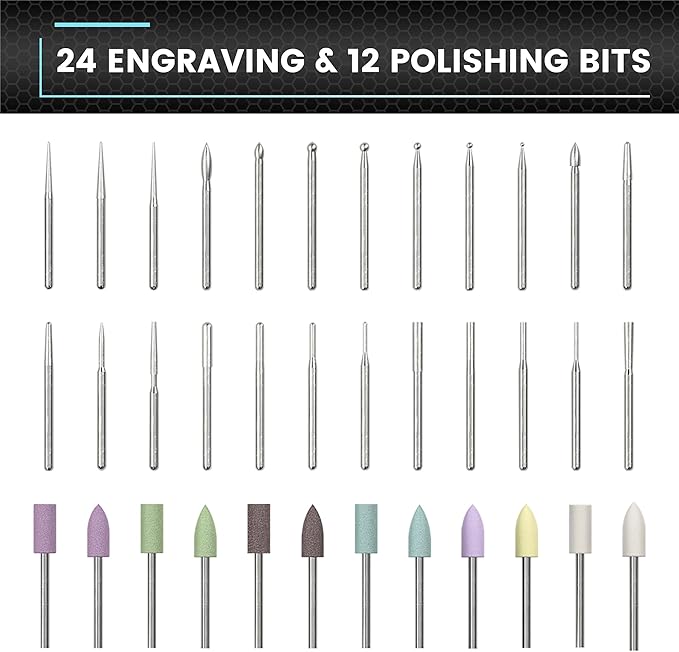 AM ARROWMAX Mini Engraving Pen, Cordless Rotary Tool with 36 Bits, Aluminum Case, Bluetooth, APP, Wireless Magnetic Charge, Engraving Tool for Jewelry, Wood, Glass, Carving (SGS MINI)