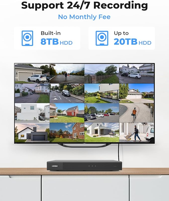 H.VIEW 32CH 4K PoE NVR Security Camera System 8TB, Smart Detection, Smart Human Detection, 20x8MP Outdoor Commercial PoE IP Cameras, AI Detection Trigger Color Night Vision, Surveillance for Business