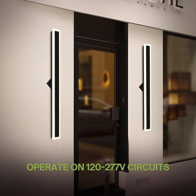 ASD LED 48" Long Wall Mount Light Fixture, Outdoor & Indoor Linear Sconce | 3CCT, Dimmable, Waterproof, Anti-Rust, ETL Listed | 36W 2800LM 3000-5000K 100-277V | Exterior Porch Lighting | Black