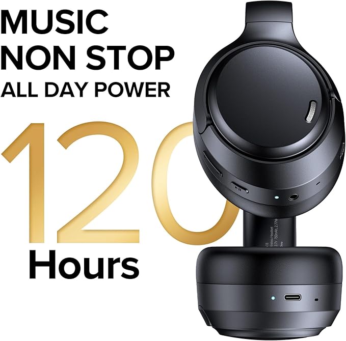 TAGRY Hybrid Active Noise Cancelling Bluetooth Headphones ENC Mic Clear Call Over Ear Headphones 120Hrs Playtime Wireless Earbuds with Hi-Res Audio Low Latency ANC Headset for Game Travel Office Home