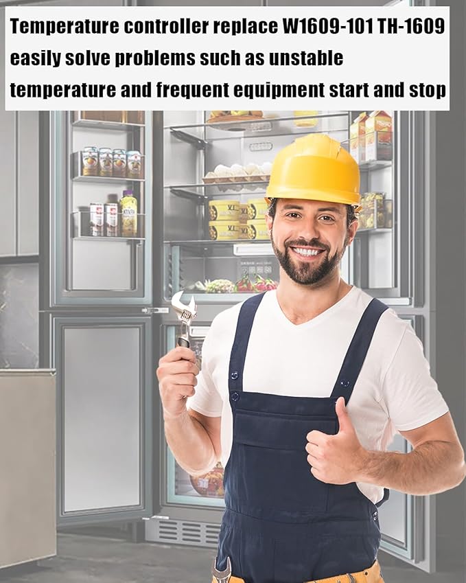 Refrigeration Temperature Bulb Remote Thermostat Controller, Temperature Controller Replace W1609-101 TH-1609, Control from -30 Degrees F to 90 Degrees F, 5 Ft Capillary