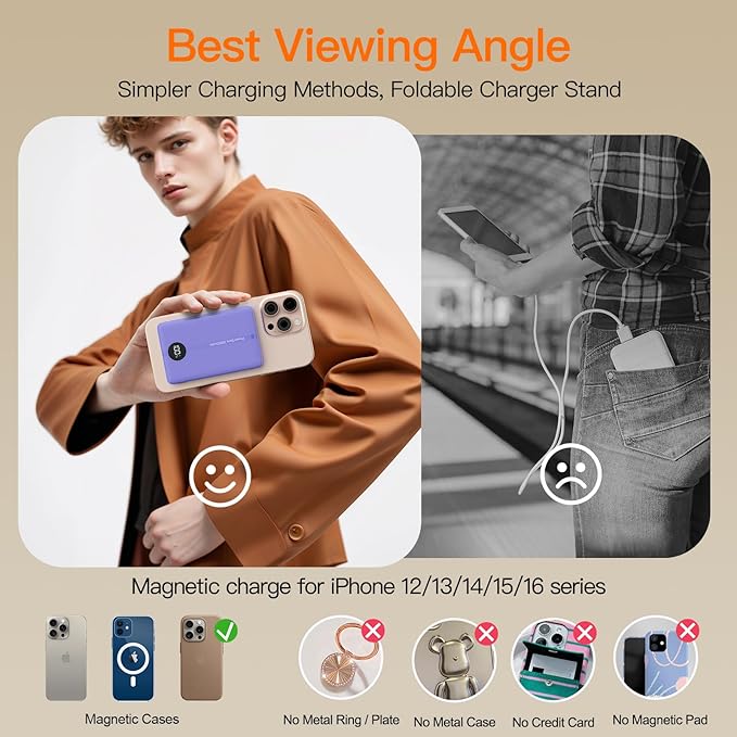 Magnetic Portable Charger, 16800mAh Wireless Power Bank, with 20W USB-C Fast Charging and LED Digital Display Magnetic Battery Pack, Compatible with iPhone 17/16/15/14/13/12 Full Series (2025)