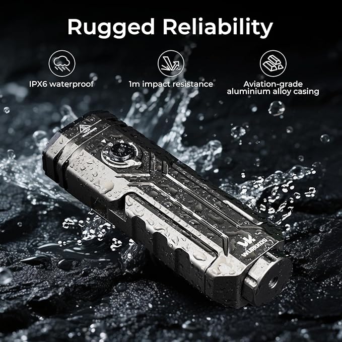 Wurkkos HD02 Flat LED Flashlight, Magnetic Deformation, 3200 Lumens, 5000 mAh Rechargeable, 3000K-6500K, Four-Light Sources, Folding Wing Lighting/Spotlight/UV Light/Green Light/MagneticTail,IPX6