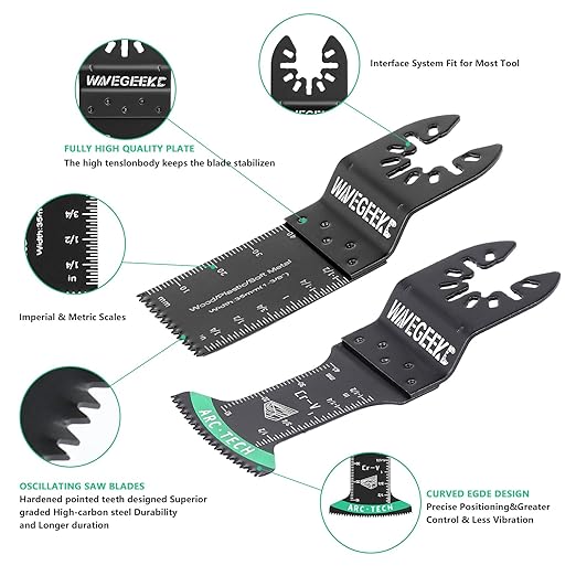 103 pcs Professional Universal Wood Oscillating Multi Tool Saw Blade Set，Multi Tool Blades Fit Fein Multimaster Porter Cable Bosch Ryobi Dewalt Milwaukee Rockwell Oscillating Tool Blades