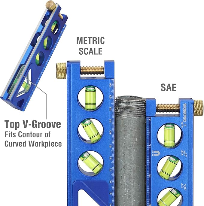 WORKPRO Torpedo Level, Magnetic, Verti. Site 4 Vial for Conduit Bending, Aluminum Alloy Construction, 6-1/2 inch