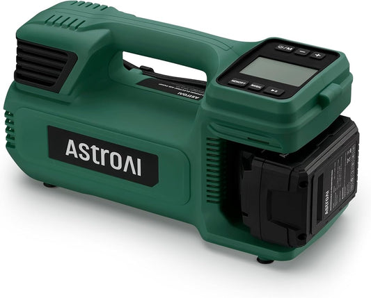 AstroAI TC4 Portable Air Compressor Tire Inflator, 470W 18 V Cordless Air Pump for Truck Tires with 4000mAh Battery, 150PSI Heavy Duty Air Compressor with Digital Display for Car, RVs, SUV Green