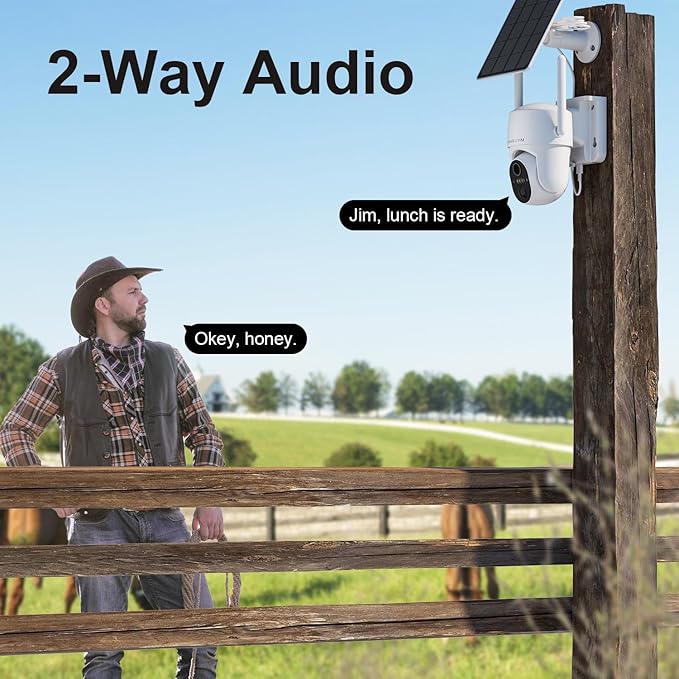 4G LTE Cellular Security Camera Outdoor, No WiFi Security Camera Outside, Wireless Security Camera Outdoor Solar Powered, 360 Ptz, Human Sensor, 2K HD, 2-Way Talk, IP66, 2 Pack