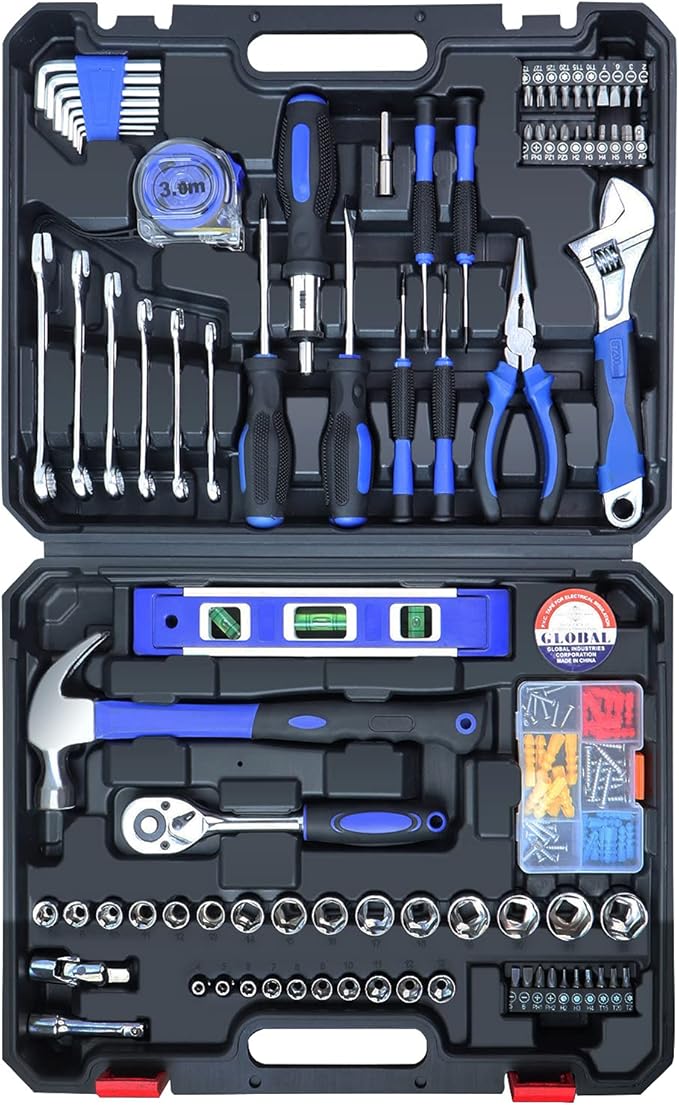 jar-owl 146-Piece Mixed Tool Set, Drive Socket Set, Auto Repair Tool Kit with Plastic Toolbox Storage Case