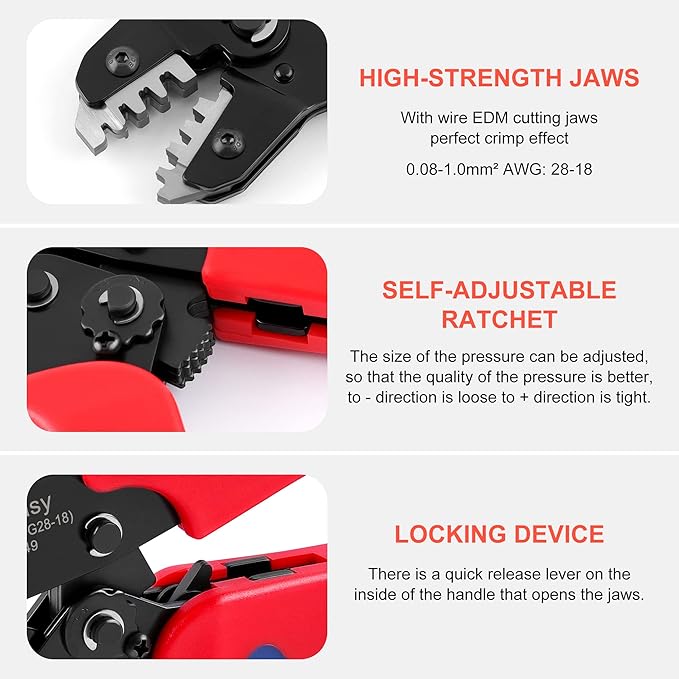 Knoweasy JST Crimper and Molex Crimper Compatible with JST, Dupont, Molex terminals - Precision Wire Crimp Tool