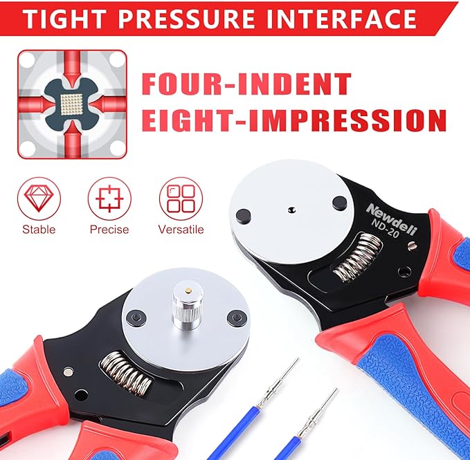 Newdeli Deutsch Crimp Tool Kit 8Pcs Deutsch Connector Tool Molex Crimper Close Barrel & Open Barrel Crimpers with Deutsch Pin Removal Tool for Deutsch Connectors and Delphi Molex Terminals