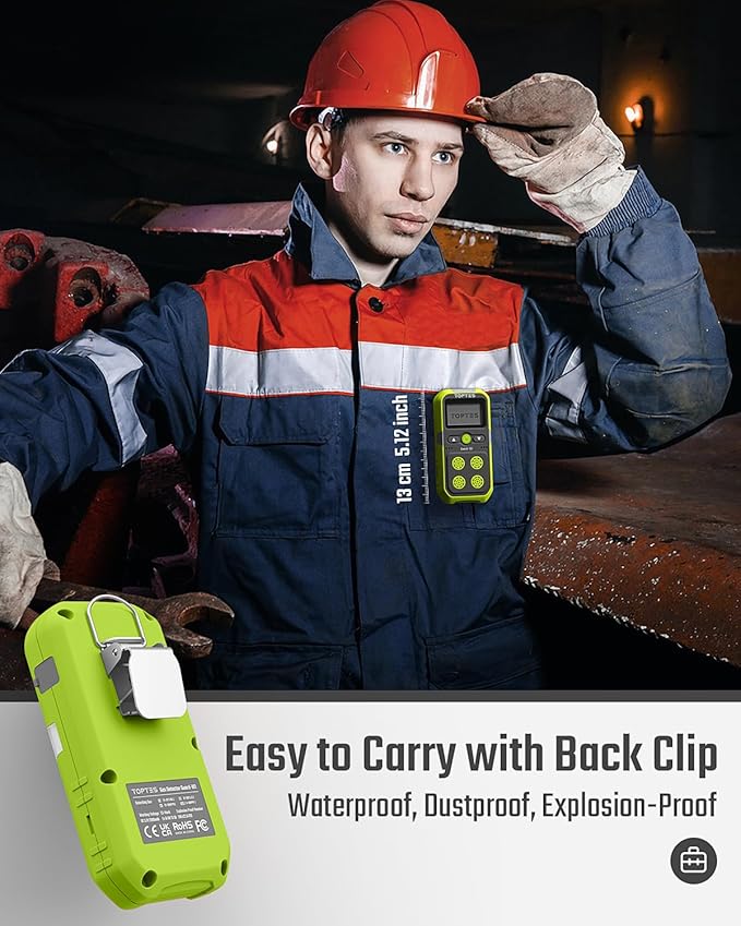 Guard-101 4 Gas Monitor Multi Detector for H2S, CO, LEL, and O2, with Vibration, Visual, and Audible Alarms, 14h Long Battery Life, Safety Explosion-Proof, for Work, Home - Green