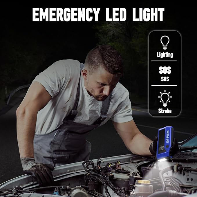 Car Battery Jump Starter 4000A Peak, Portable Battery Jumper Starter Up to 8.0L Gas & 6.0L Diesel Engines, 12V Car Jumper Battery Pack Charger with Flashlight