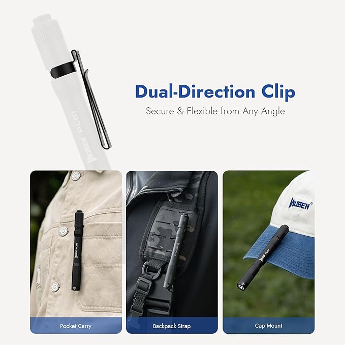 WUBEN PL01 Pen Light, 650 Lumens Pocket EDC Flashlight Rechargeable, Bright LED Pen Flashlight, IP68 Handheld Flash Lights, Compatible 2 AAA Battery for Home, Outdoor, Emergencies, Inspection