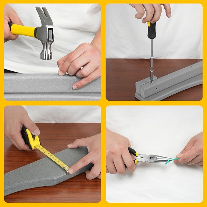 149-Piece Basic Tool Set with Compact Case – Handy Household & Travel Toolkit for dorm，DIY Home Repairs, Beginners, and Household Maintenance (Yellow)