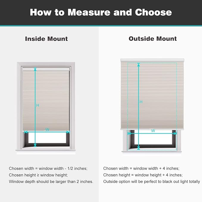 Changshade Cordless Cellular Shades, Blackout Honeycomb Shades for Windows, Pull Down Pleated Blinds, Easy to Install for Indoor Windows and French Doors,22" W x 36" H, Beige