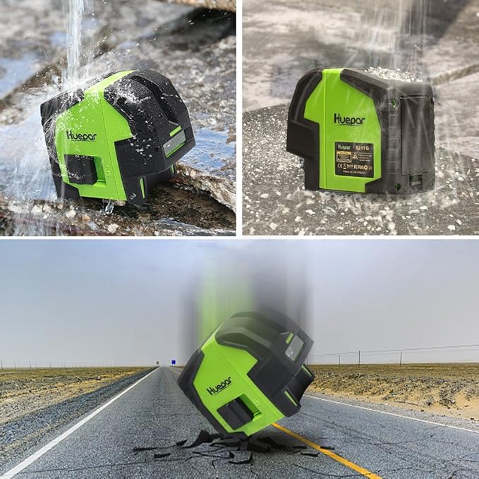 Laser Level with 2 Plumb Dots - Huepar Professional Green Laser Beam Fan Angle of 130° Selectable Vertical & Horizontal Lines, 2 In 1 Multi-Use Self-Leveling Alignment Laser Level - 8211G
